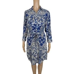 CAbi #422 Blue Jewel Button Down Shirt Dress S